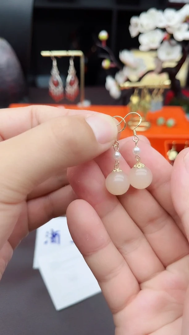 玛瑙/玉髓耳饰银S925镶嵌218000