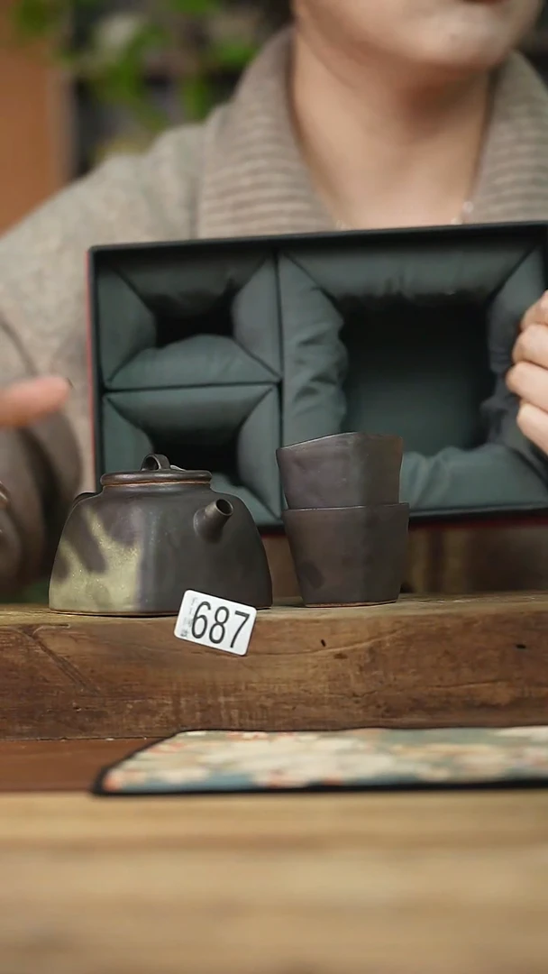 设计师手作款！！秤砣四方壶+2杯礼盒 黑福利！！