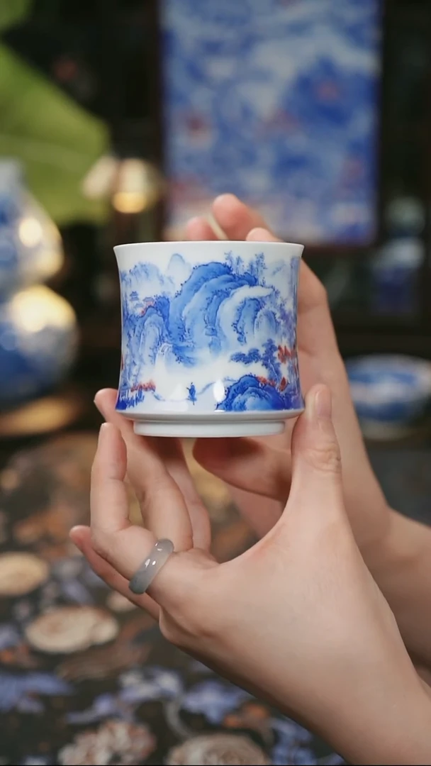 入云庐 山水束腰杯