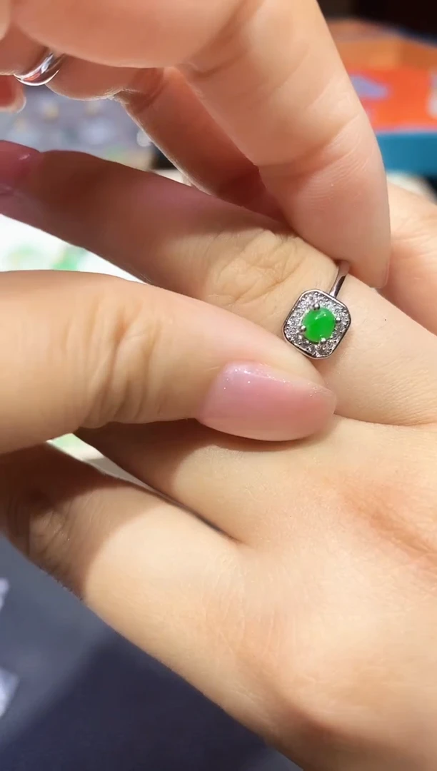 翡翠戒指银S925镶嵌250602227