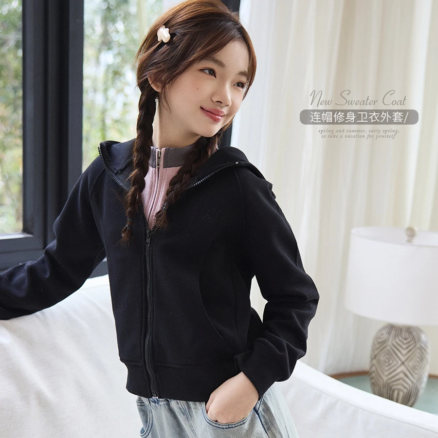 女童外套2025新款开衫连帽卫衣洋气休闲上衣WS273