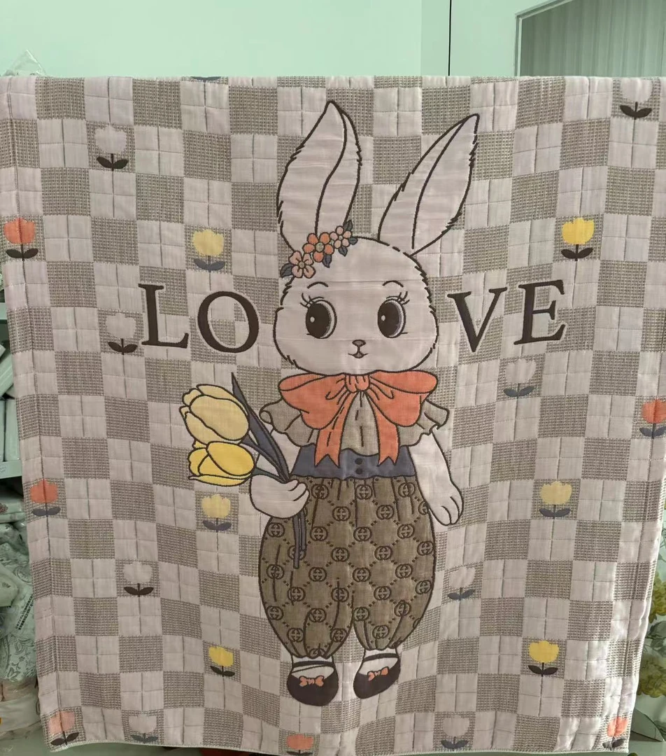 【京かわ会社】多层纱布面包被120*150cm love兔
