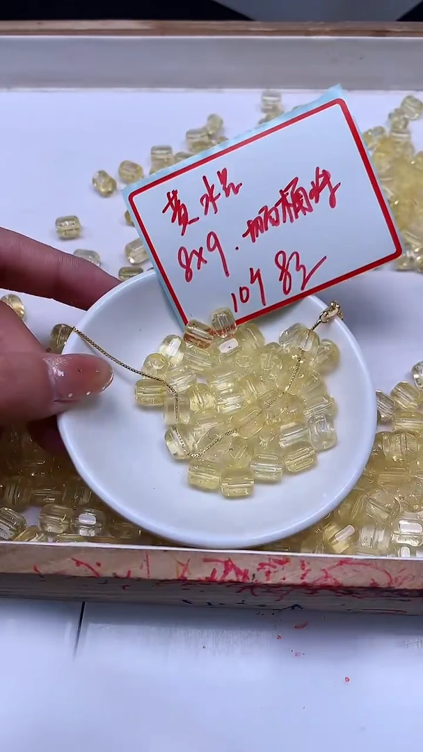 未镶嵌珠宝半成品水晶A2108 黄水晶桶珠8*9mm10颗8元