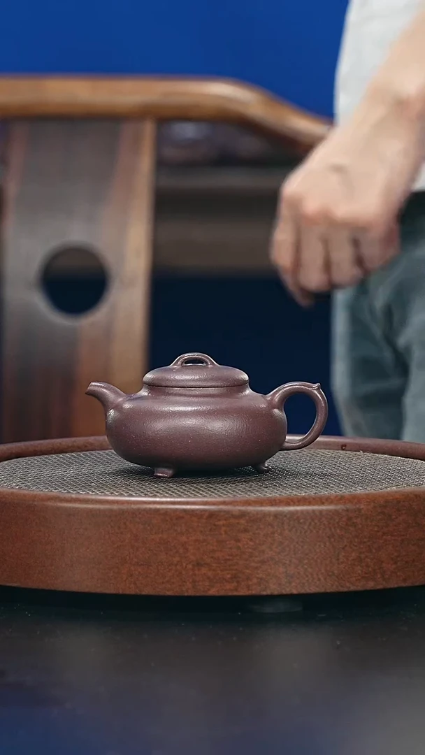 茶壶紫砂三足-紫泥-全手工无添加-170cc