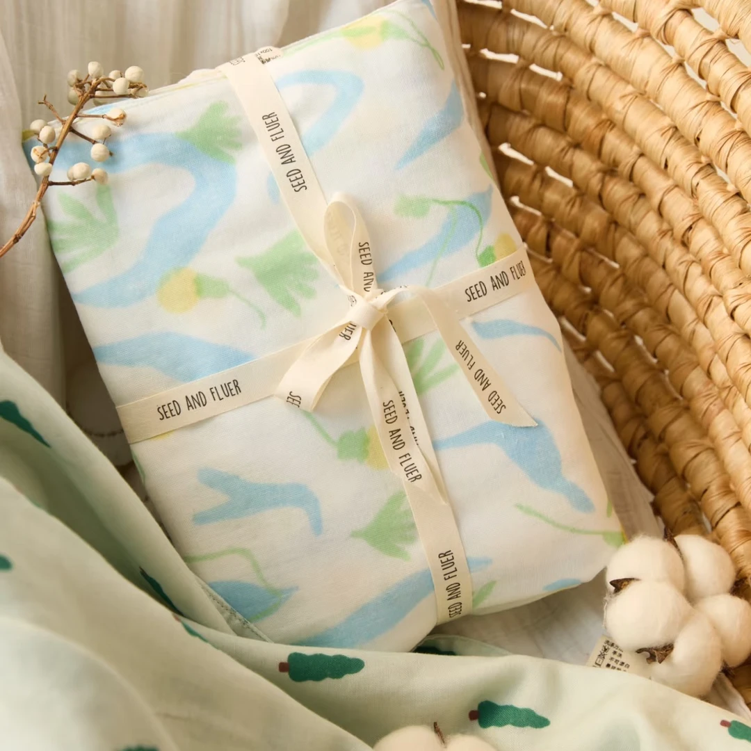 SEEDANDFLEUR竹棉纱布大方巾新生儿包巾盖毯子待产包婴儿宝宝包被