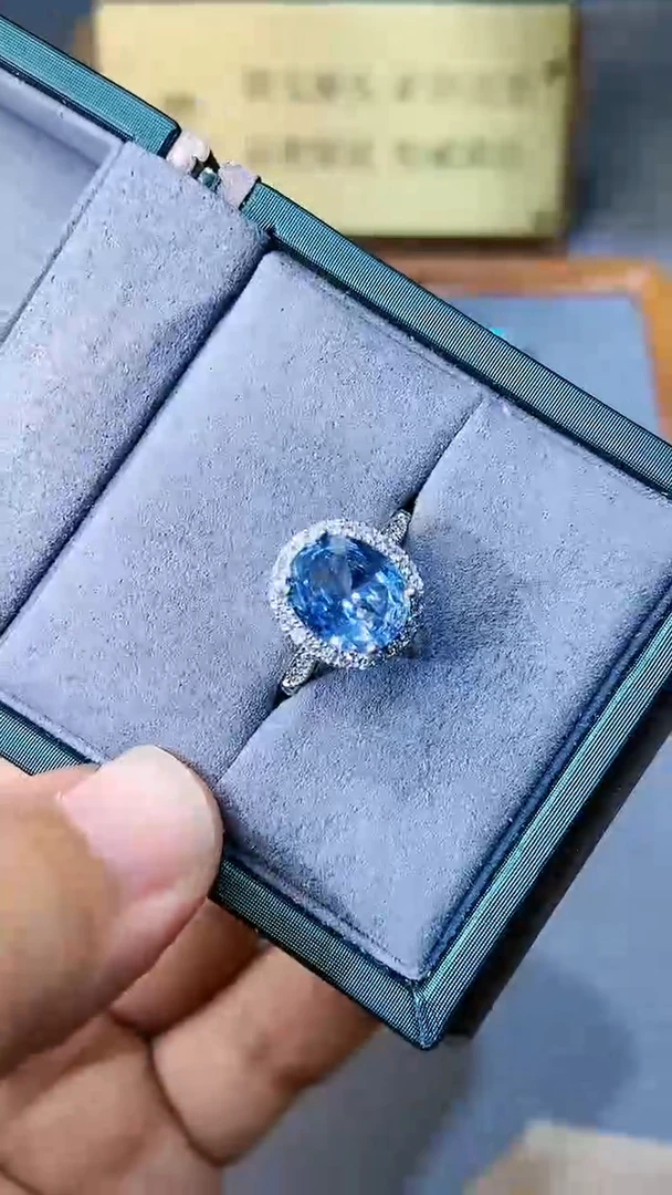 【闪购商品】海蓝宝石戒指银S925镶嵌1564