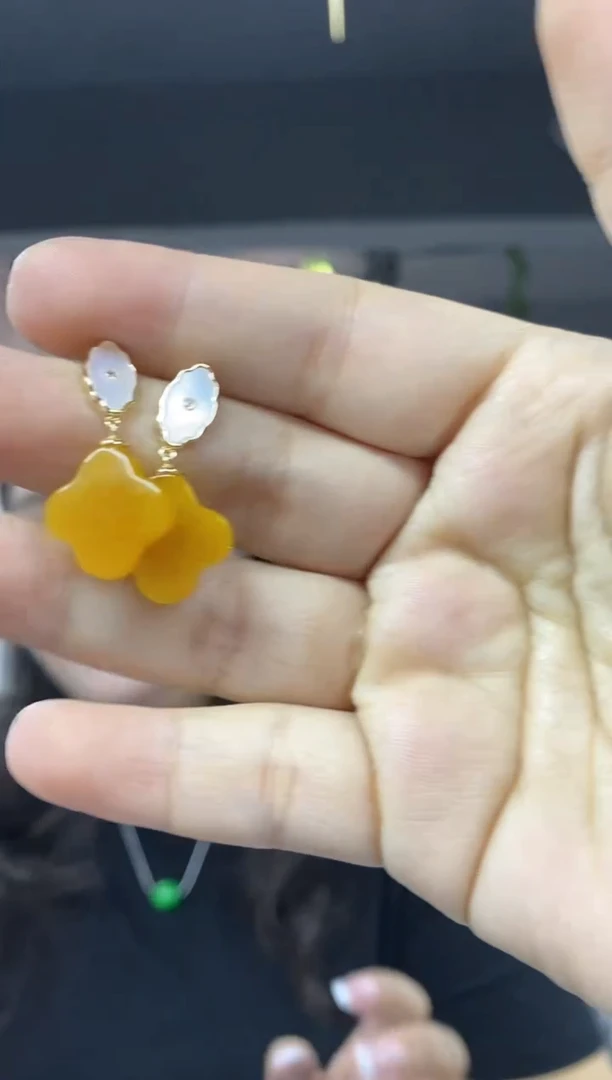 银S925镶嵌翡翠耳饰多样性发其一颜色微差