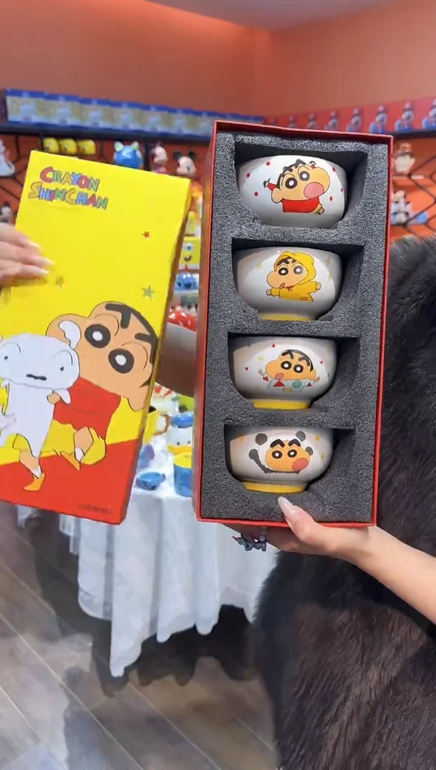 瓷片@@蜡笔小新4.5寸陶瓷四碗礼盒装