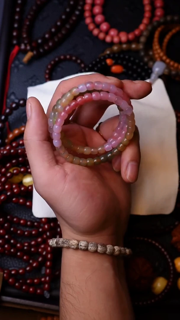 合金00玛瑙/玉髓彩虹手串