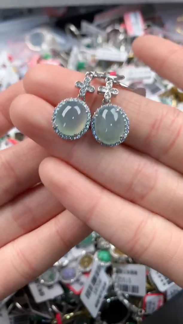 银S925镶嵌戒指翡翠5        2