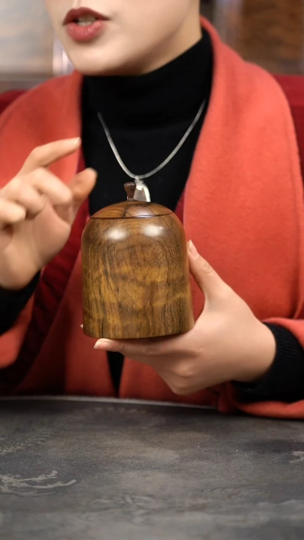 【闪购商品】金丝楠木雕满花精工茶仓醒茶罐药香