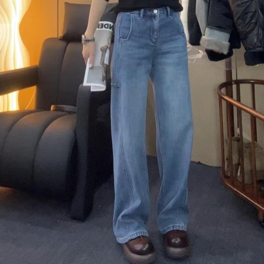 ZM24年冬季新款加绒直筒显腿长牛仔裤（1221）