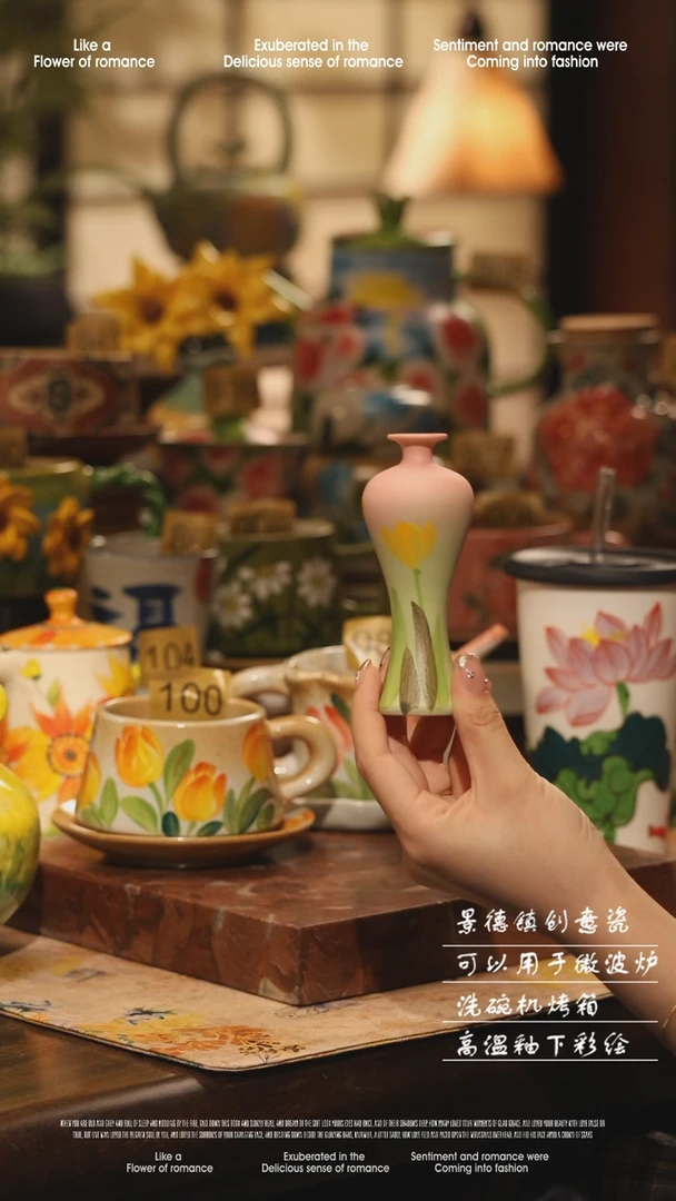 陶瓷景德镇高温手绘釉下彩设计师款式