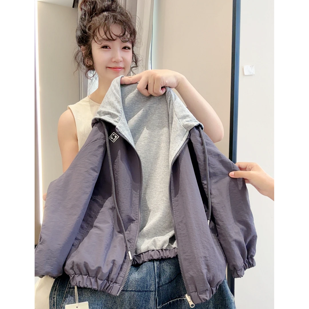 男童双面穿外套2025春秋新款儿童格子连帽上衣中大童时髦男孩潮款