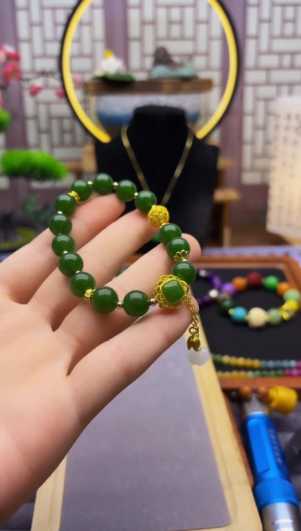 手链14K金镶嵌和田玉S432