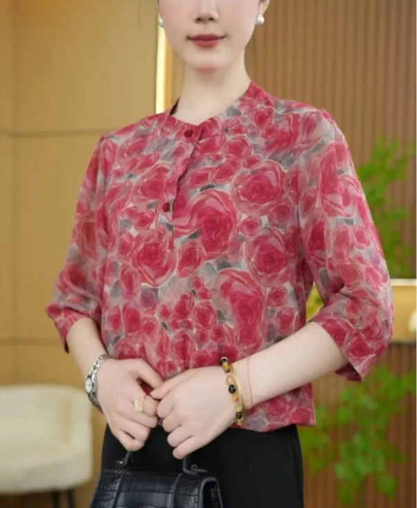 新款优雅气质打底衫碎花显瘦洋气百搭衬衣