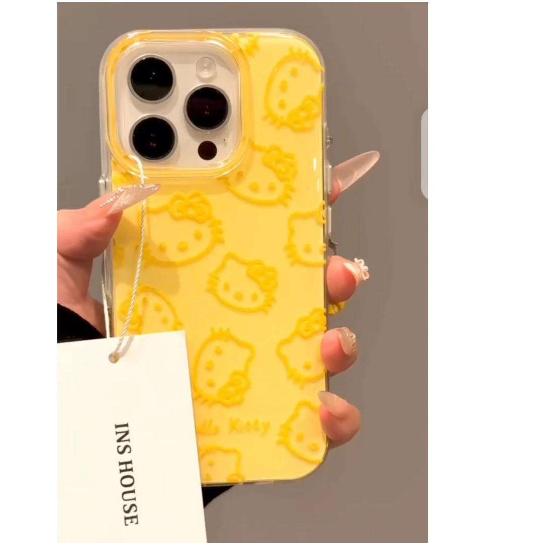 黄色满屏凯蒂猫适用苹果16pro小米15iphone14pro华为IMD手机壳SS