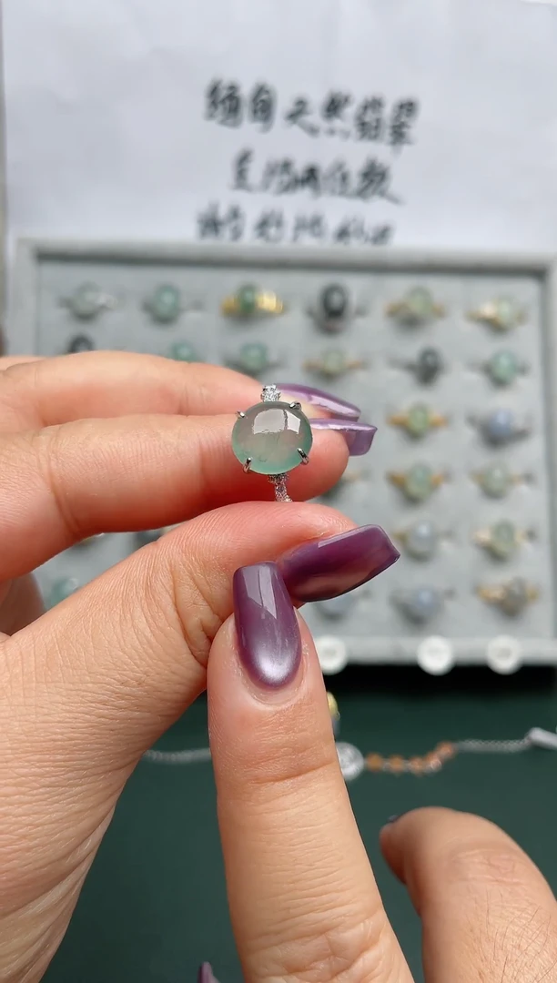 翡翠戒指银S925镶嵌.