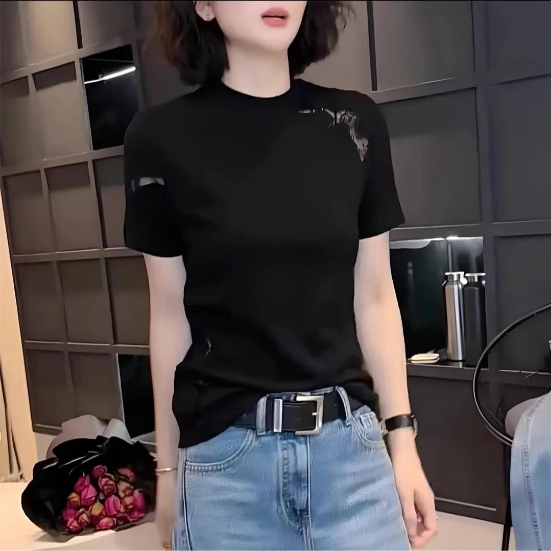 短袖t恤女2025夏新款韩版时髦时尚修身上衣气质百搭显瘦小衫