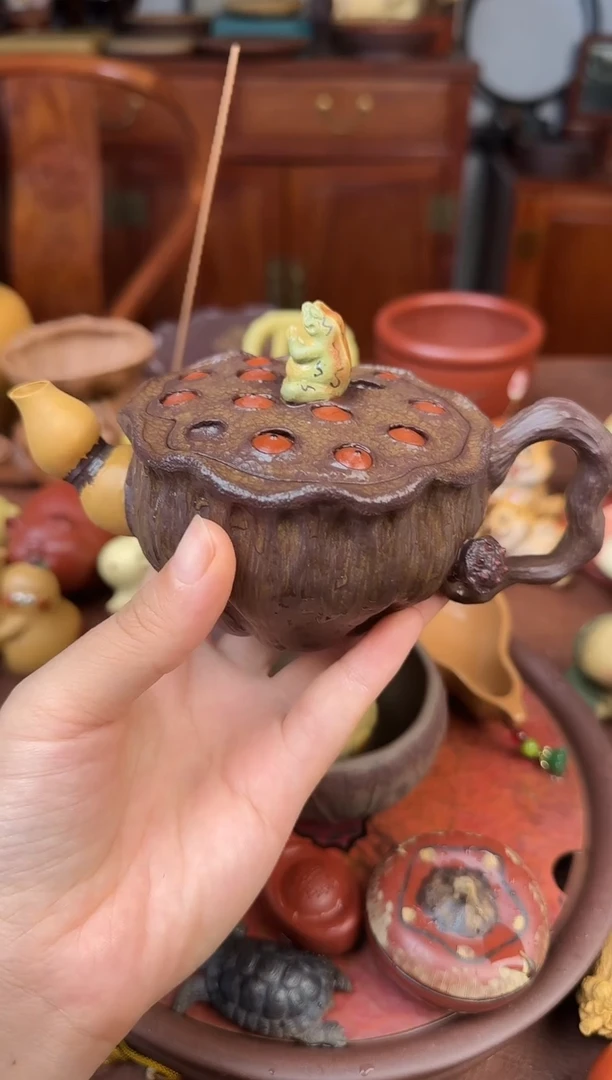 紫砂茶宠紫泥链子茶壶