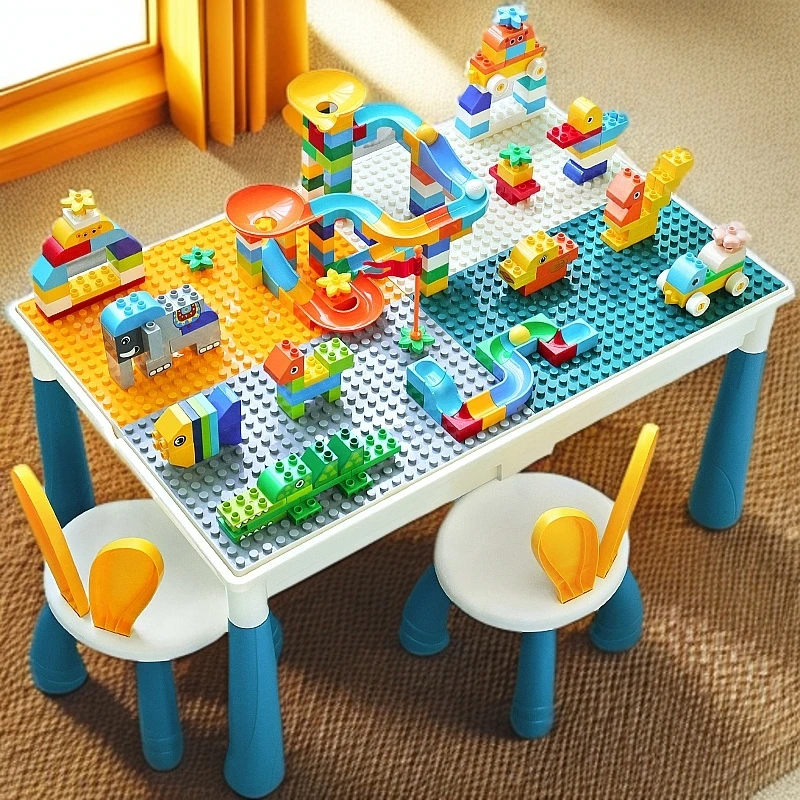 积木桌子儿童多功能玩具桌男孩拼装玩具益智宝宝桌大颗粒兼游戏台