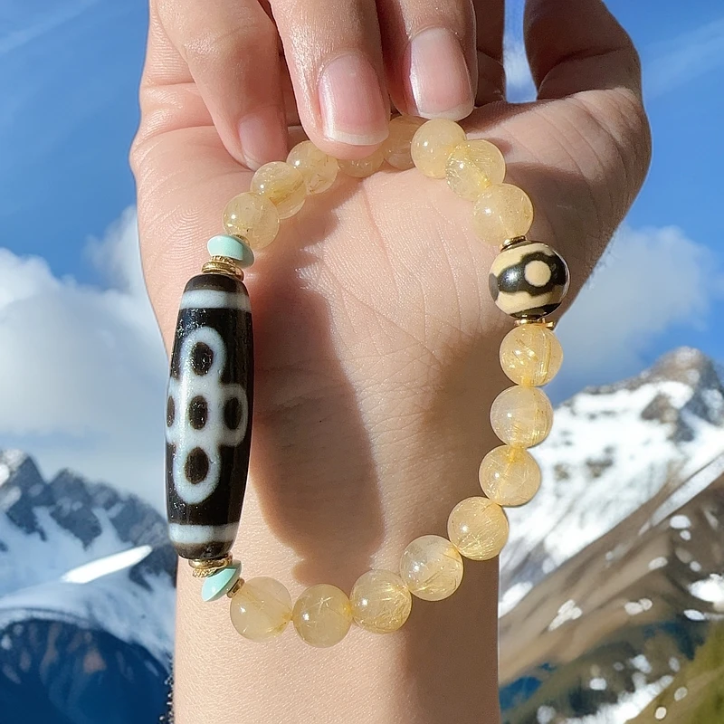 五眼闪电天珠发晶玛瑙手串（拉萨直发 火活动 ）DU241224002