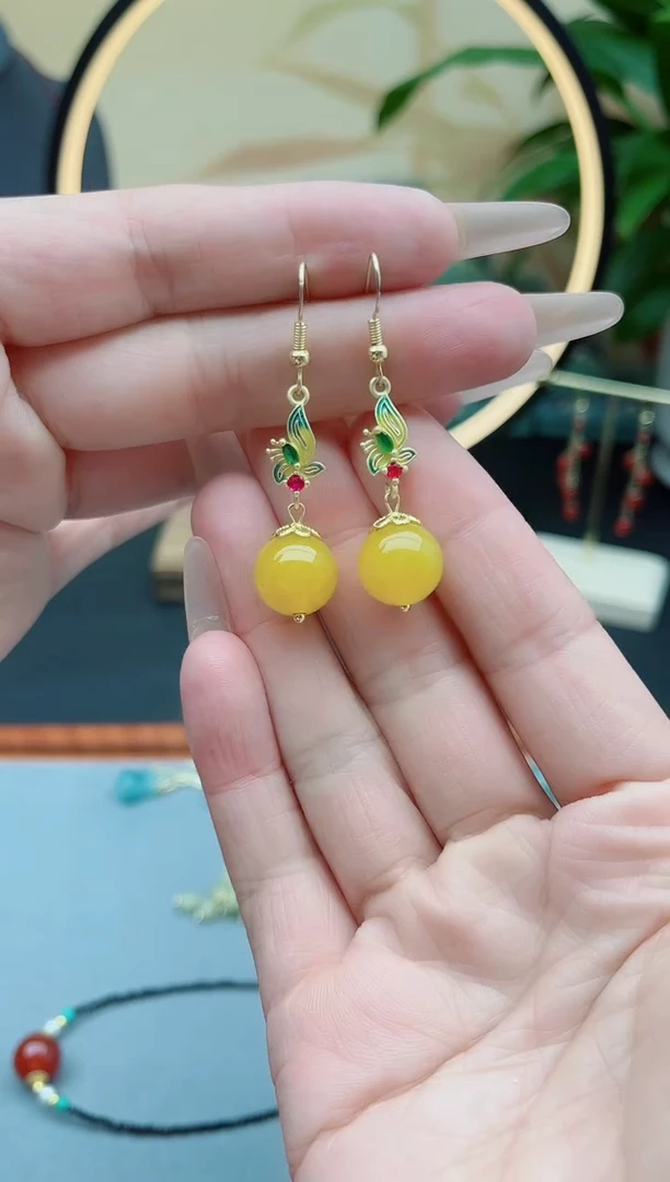 玛瑙/玉髓耳饰银S925镶嵌8852