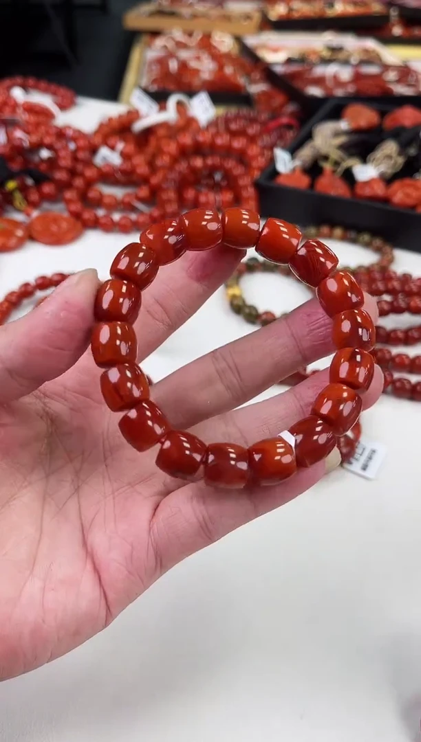 【闪购商品】南红玛瑙瓦西直切手串12+未镶嵌一个/条