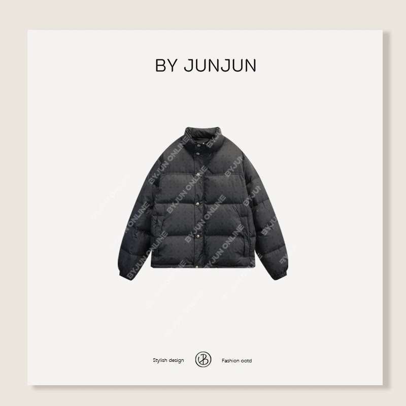 BYJUNJUN 珺珺高级定制欧美风十字暗花羽绒服保暖外套