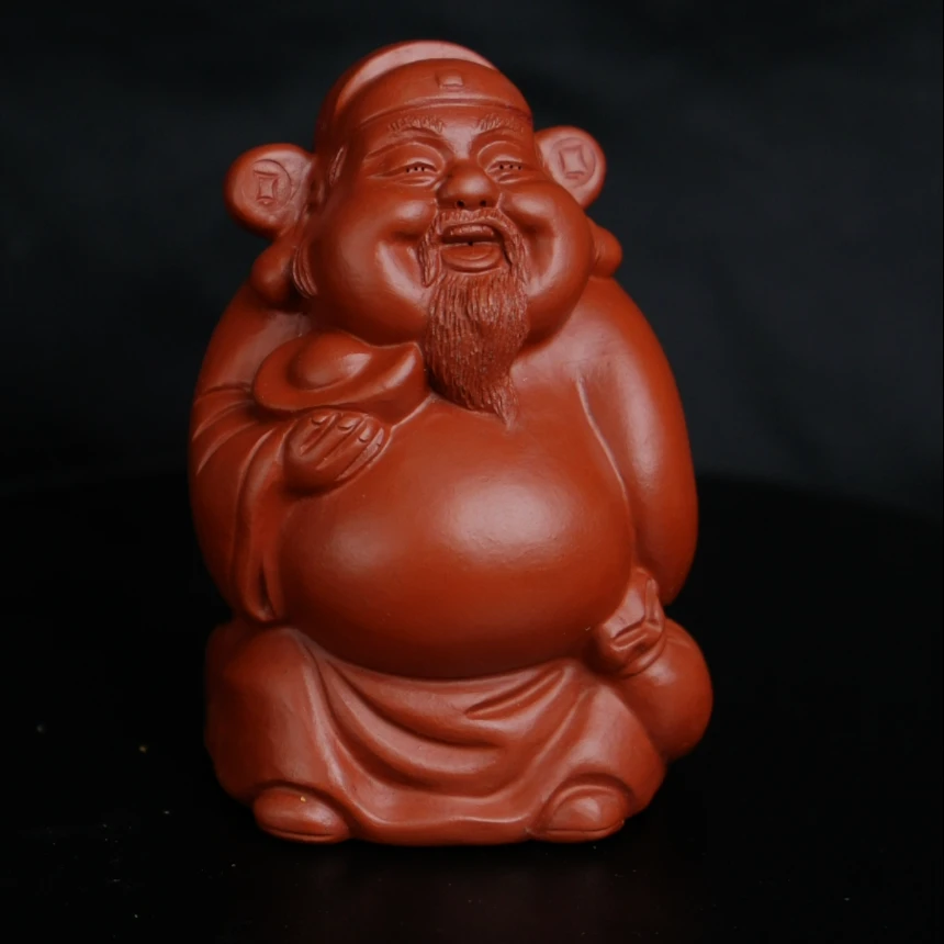 砂语摆件   红    精品大号元宝财神  茶宠摆件