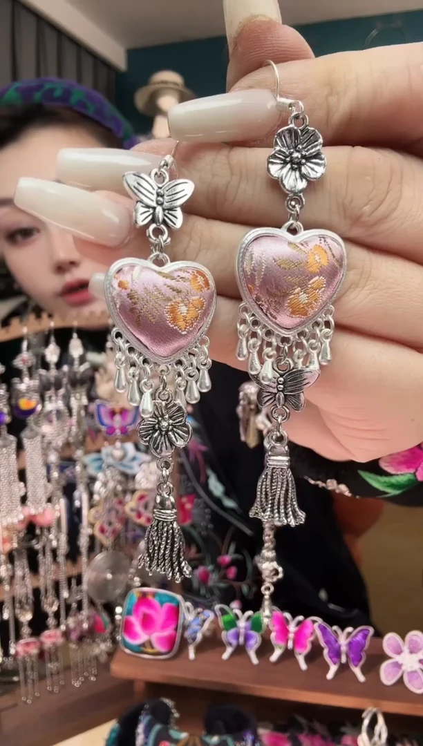 刺绣纯手工民族风刺绣耳环