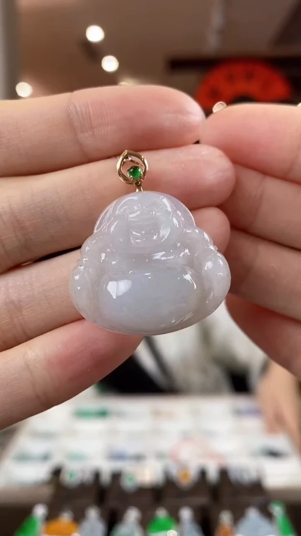 【闪购商品】翡翠吊坠(不含链)18K金镶嵌翡翠佛公