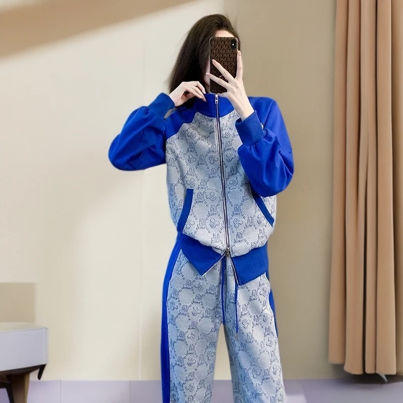 秋冬炸街运动休闲套装女，高级感卫衣直筒裤两件套，潮流百搭时尚