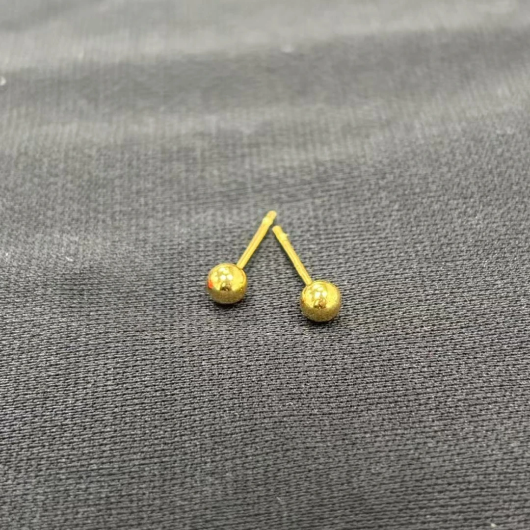 【小民】卡4mm豆豆真金配件耳钉经典百搭通勤款HJ354