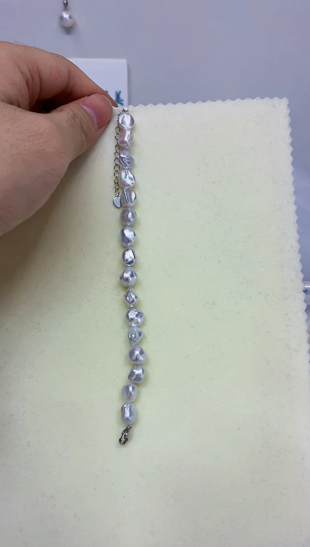 未镶嵌DA淡水珍珠keshi手链 y806