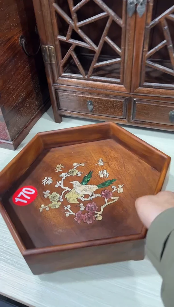 木木 螺钿镶嵌六角干果盒储物盒