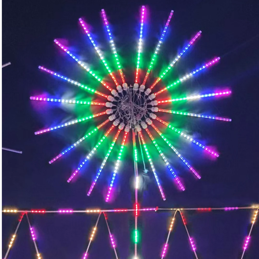 2025年太阳花烟花灯1.3米直径20根灯管防雨防寒防冻防风过年用