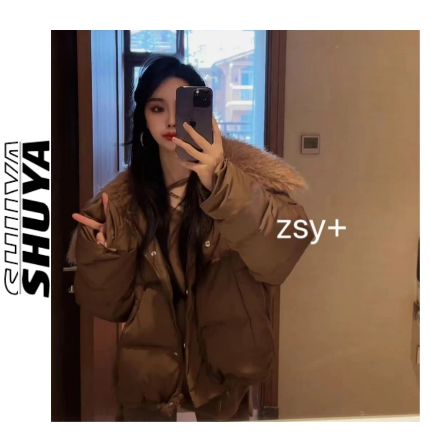 【张舒雅】重工自留保命女神大毛翻领羽绒服DY#88397