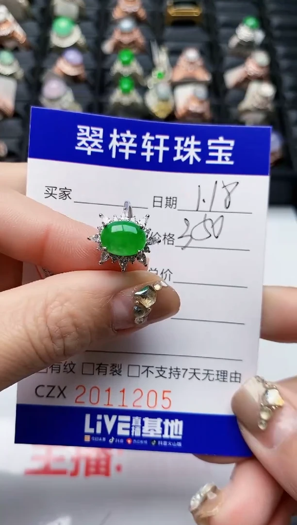 【闪购商品】翡翠戒指银S925镶嵌1205