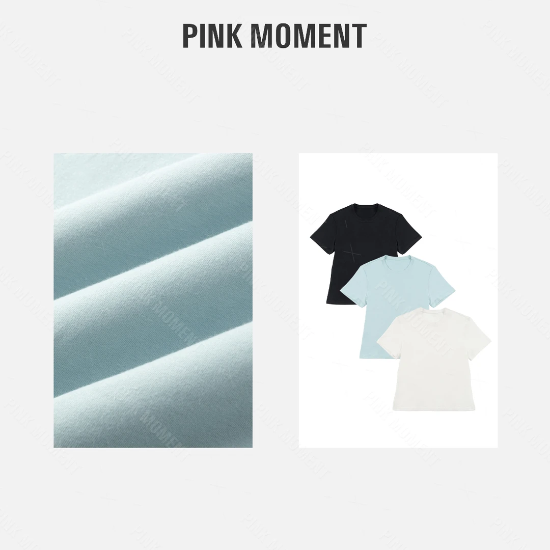 PM王囡囡 白/黑/蓝净色圆领短袖T恤 ND1A0333