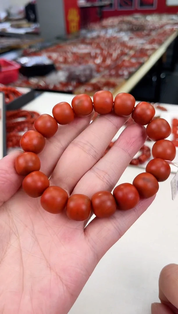 南红玛瑙瓦西老型手串14+未镶嵌一个/条