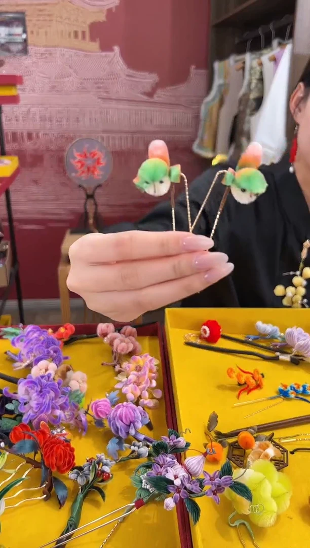 【闪购商品】刺绣 非遗绒花（发饰）