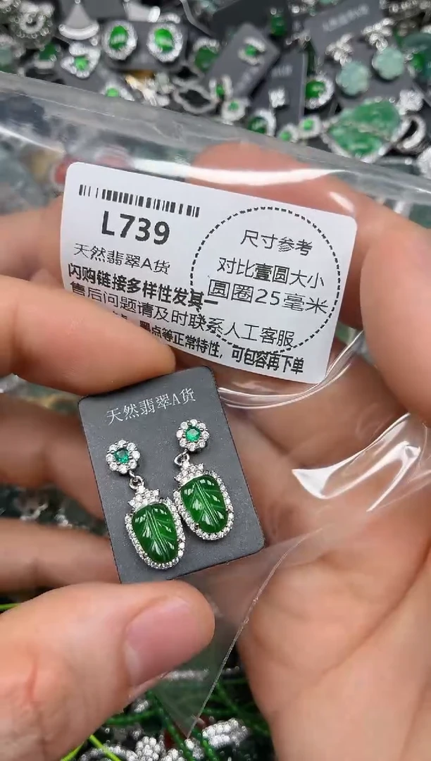 颈饰未镶嵌翡翠L739耳钉