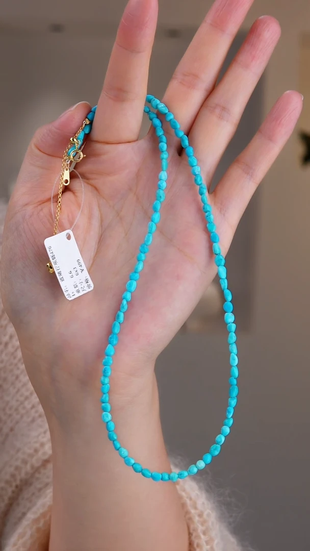 银S925镀金镶嵌绿松石项链多样性发货