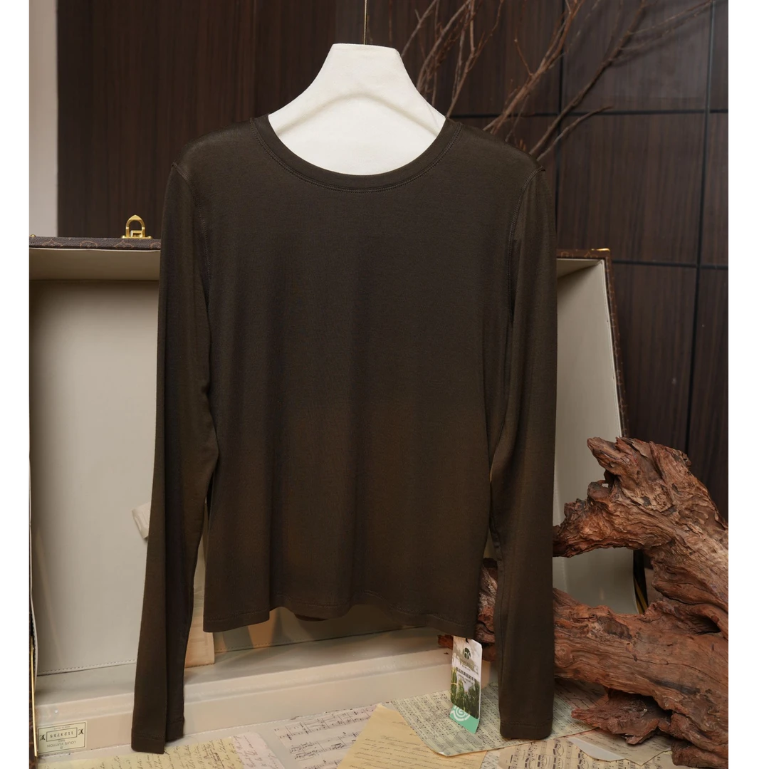 喵喵家   【超细羊毛】早秋松弛感套头女长袖羊毛混纺圆领打底衫