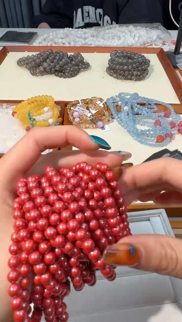 【闪购商品】水晶手链未镶嵌【有棉裂】A070朱sha素圈