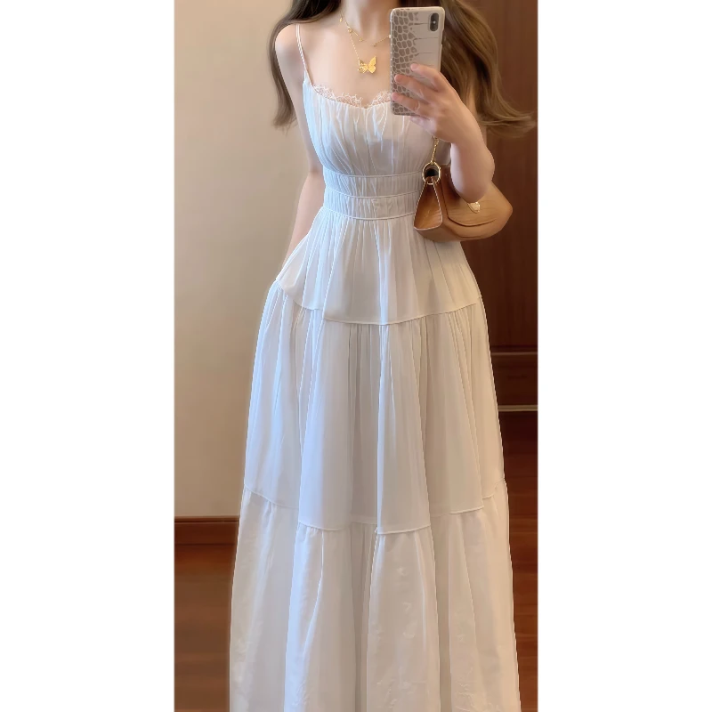 【素盏生花】超仙海边度假风白色设计感连衣裙刺绣大摆长裙9308