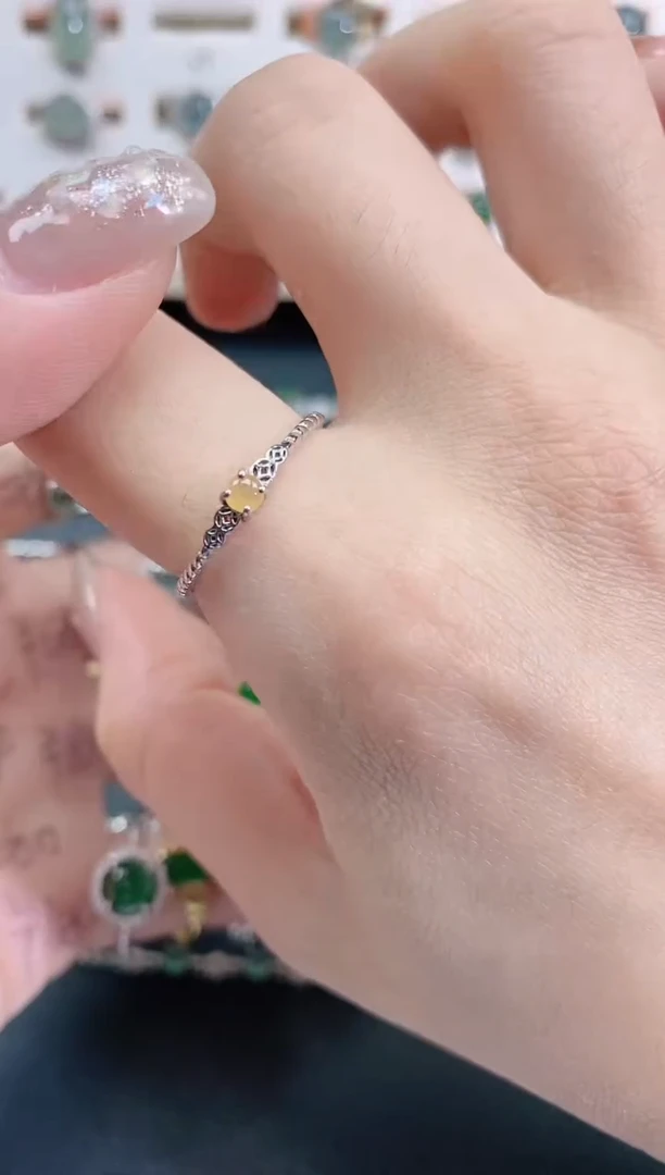 银S925镶嵌戒指翡翠天然翡翠