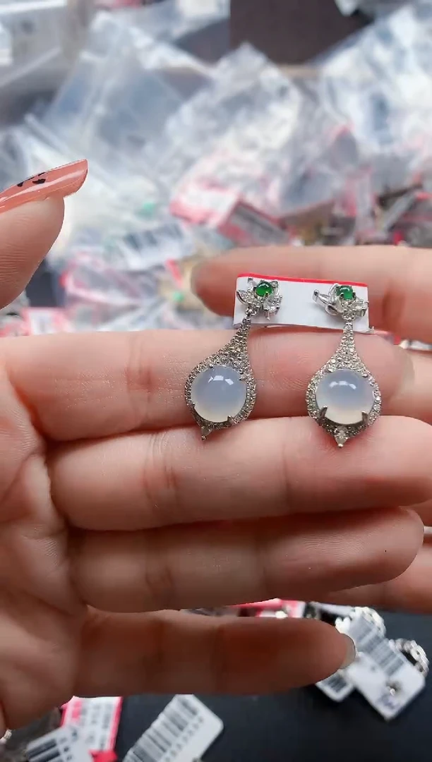 银S925镶嵌戒指翡翠天然A货缅甸翡翠