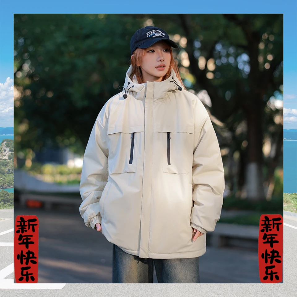 2024新款秋冬季男女冲锋衣棉衣加绒加厚户外防风防水夹克棉衣外套